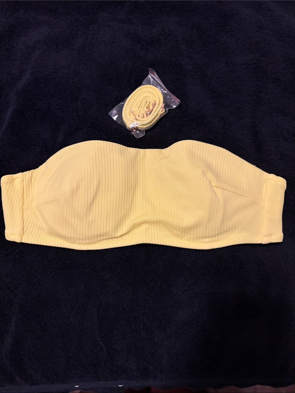 Shade & Shore Pale Yellow Ribbed Strapless Bandeau with Removable Straps